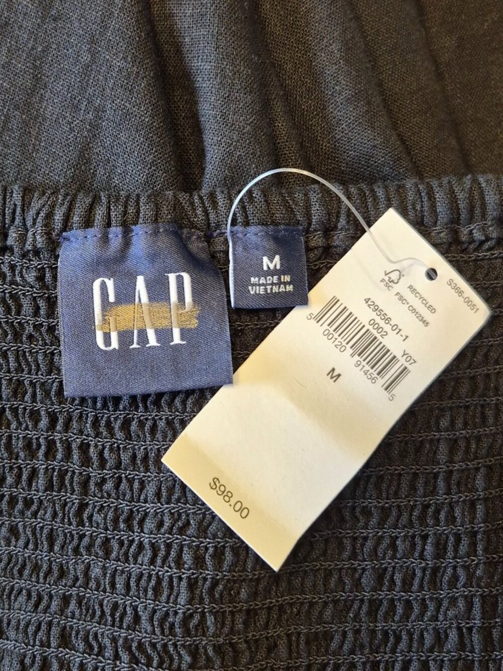 NWT GAP M Black Linen-Blend Midi Dress - Picture 5 of 8